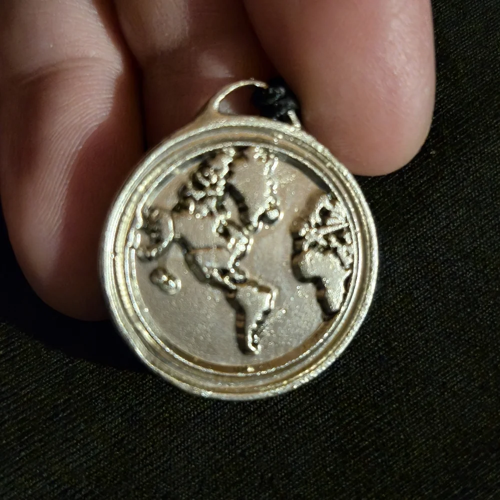 Silver‎ Map Pendant with 'Grace' Inscription